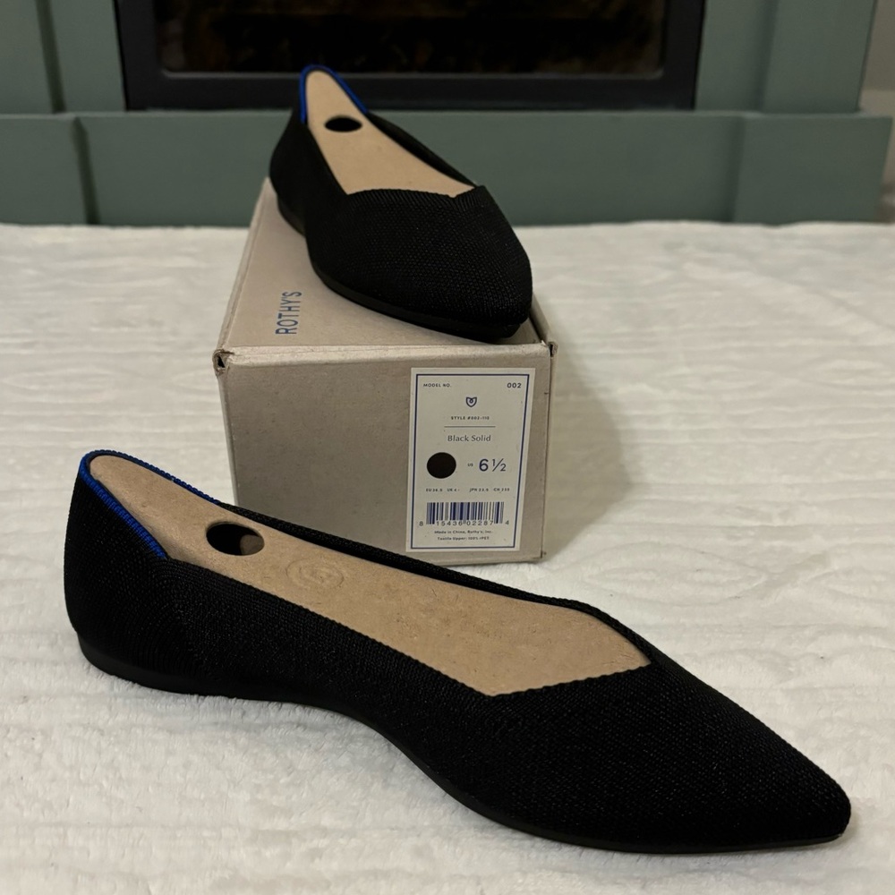 Rothys Black Pointed Toe Flats